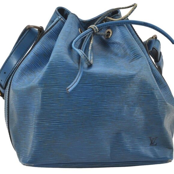 Authentic Louis Vuitton Epi Petit Noe Shoulder Drawstring Bag Blue - Picture 1 of 16